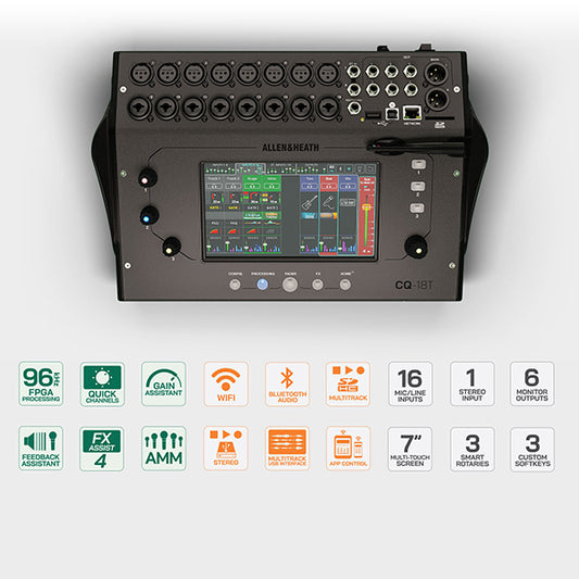 ALLEN & HEATH CQ-18T - Console AUDIO numérique Bluetooth avec écran tactile 7"