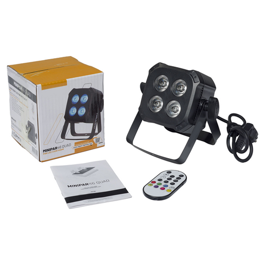 Quad - Par LED 4x 6W 4-en-1 compact, télécommande