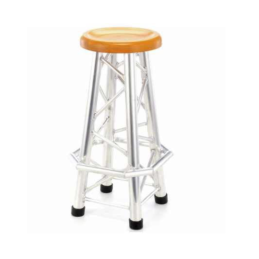 Table ronde broadcast en alu avec support en bois